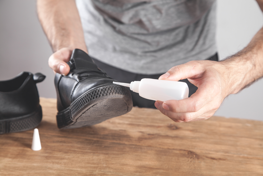 fixing cheap shoes with glue