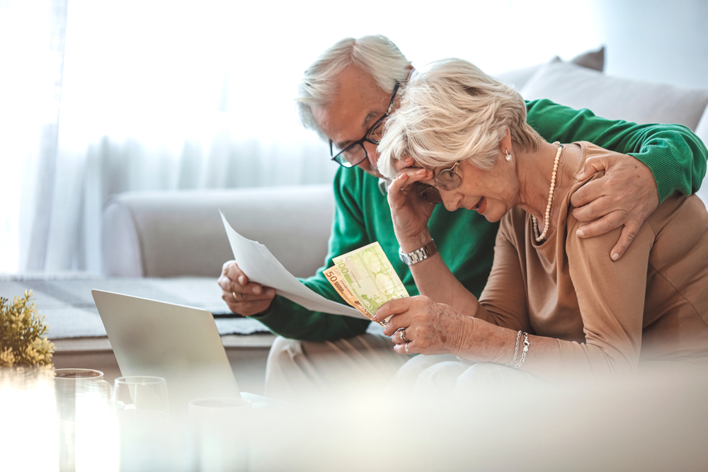 older couple worried about money