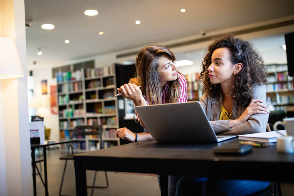 working in the library