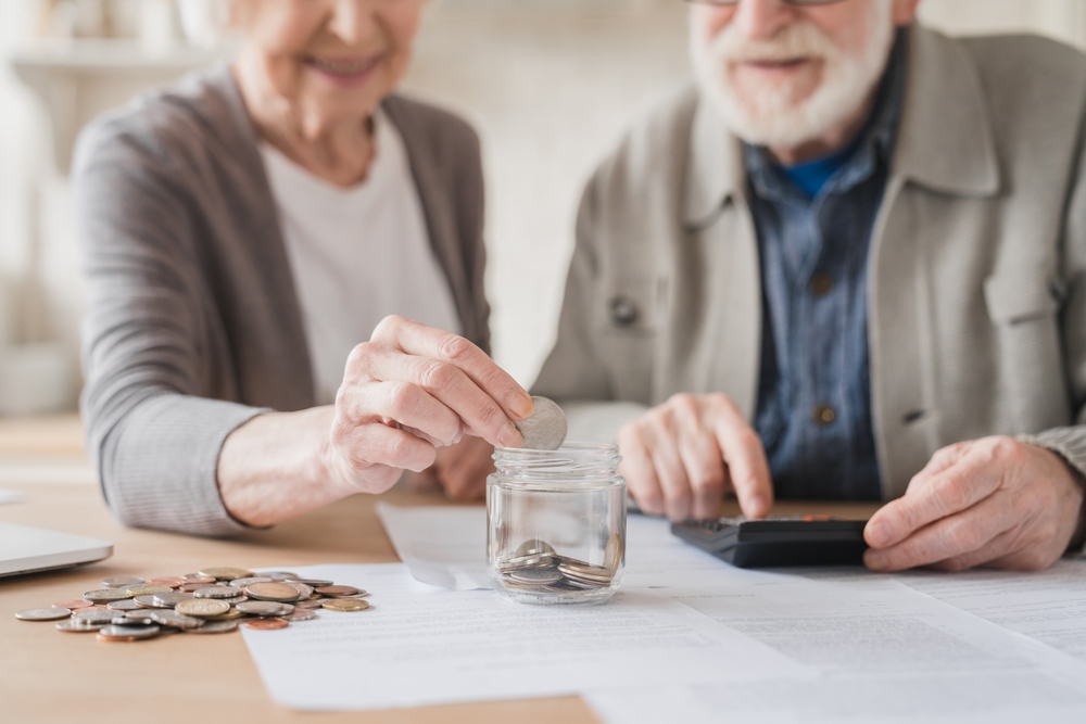 senior couple trying to save money