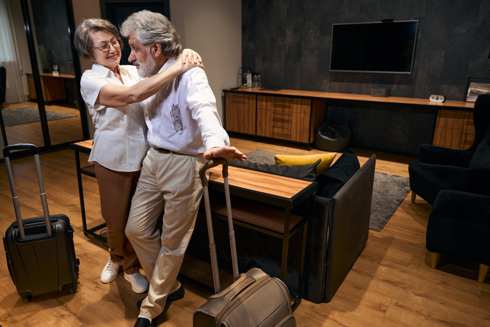 older couple happy at home