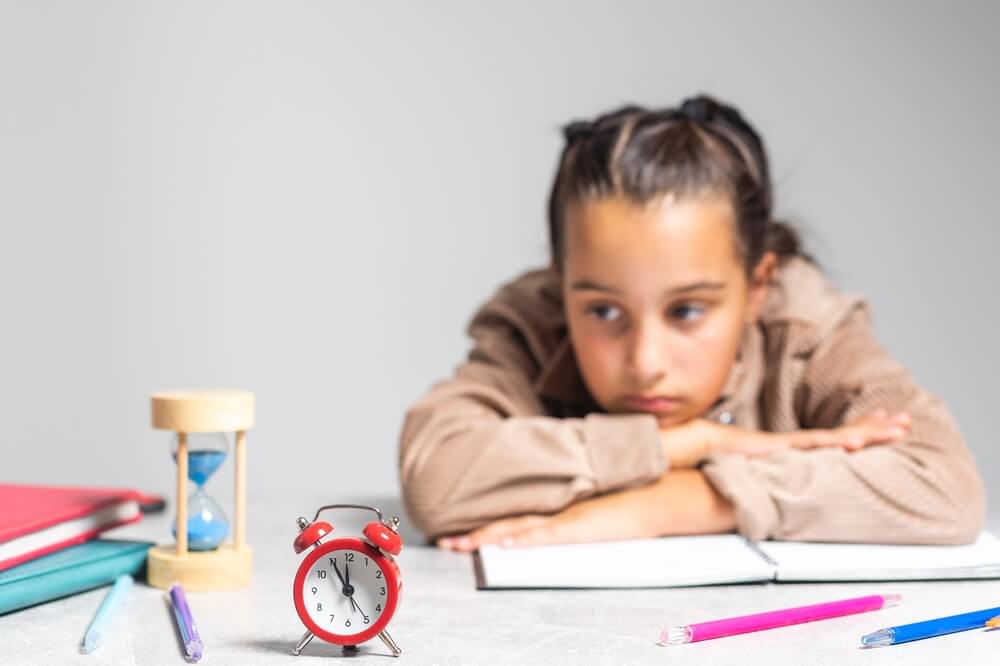 young girl stressed