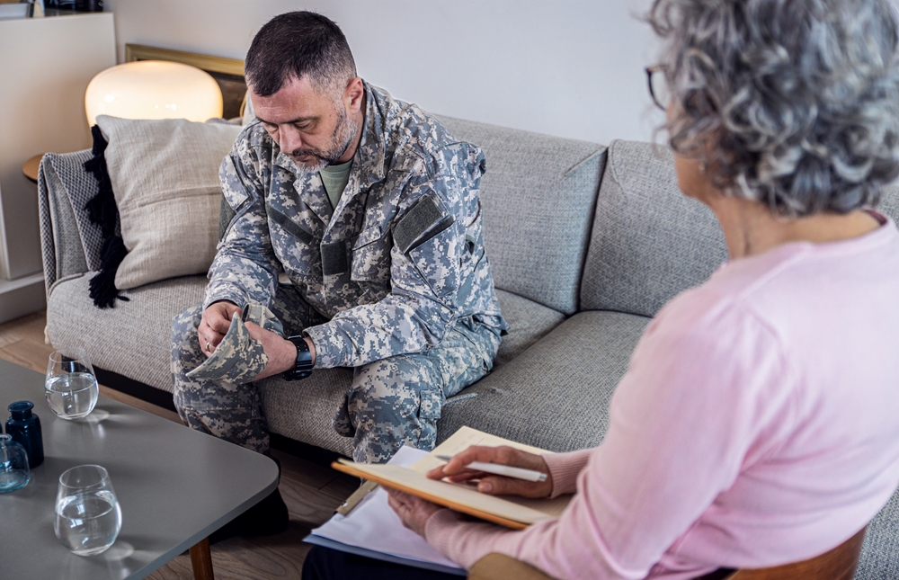 veteran soldier getting help from counsellor