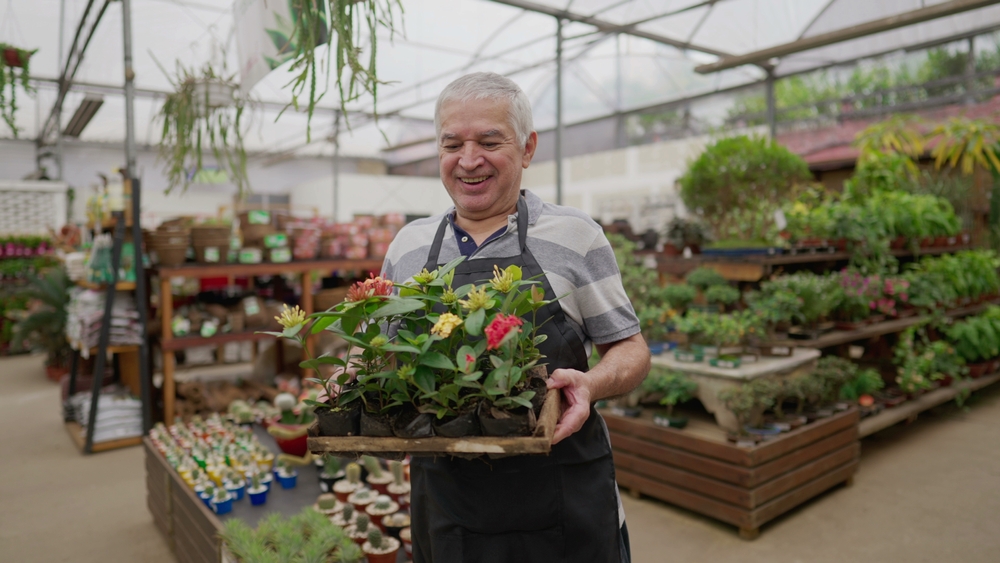 older person working