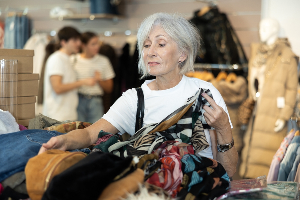 looking at items in thrift store
