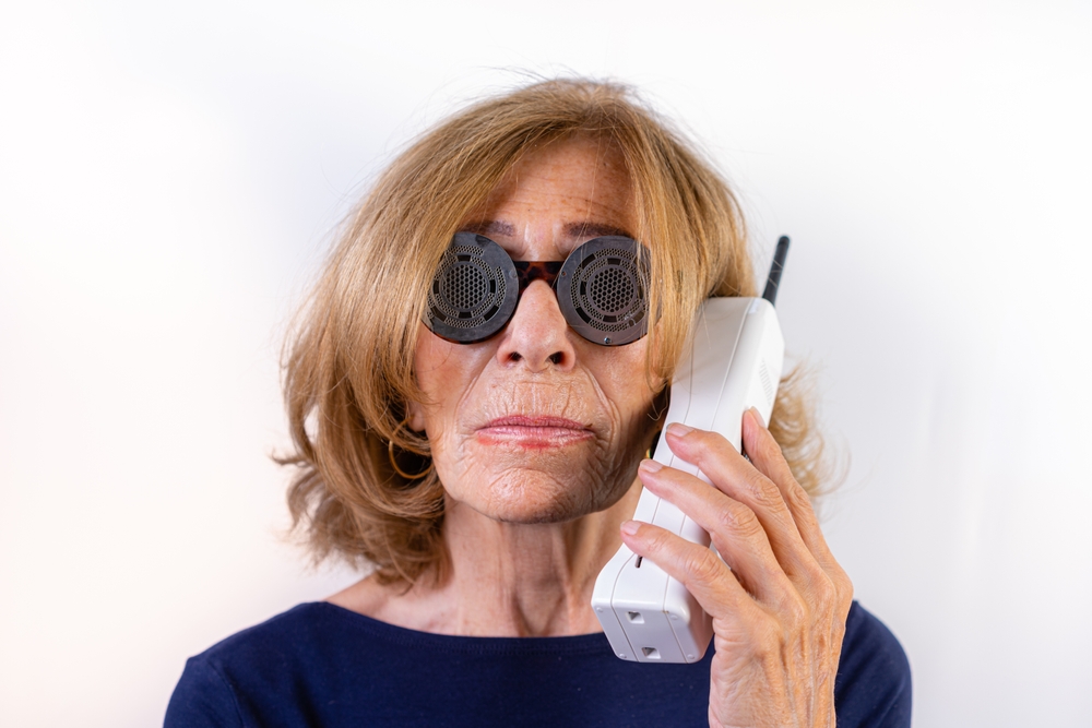talking on old phone
