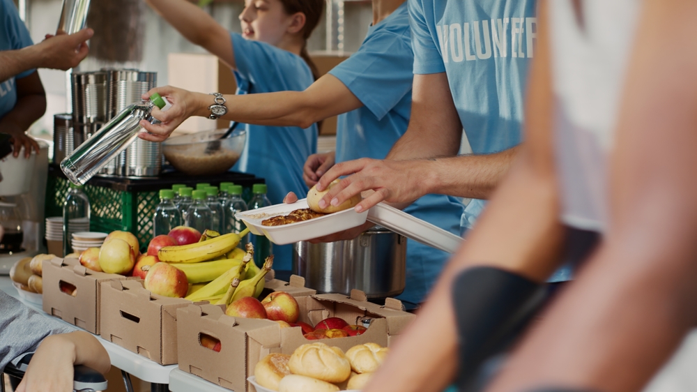 volunteers at food bank