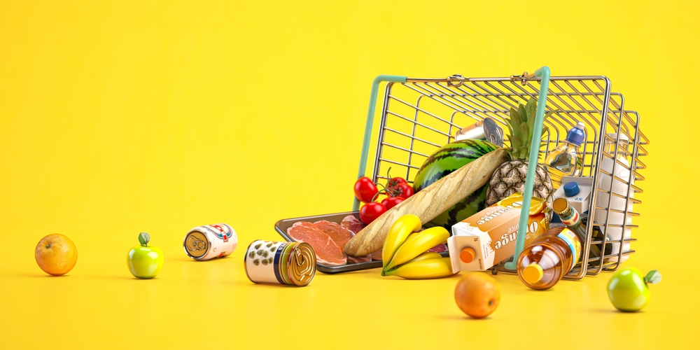 grocery shopping cart overturned