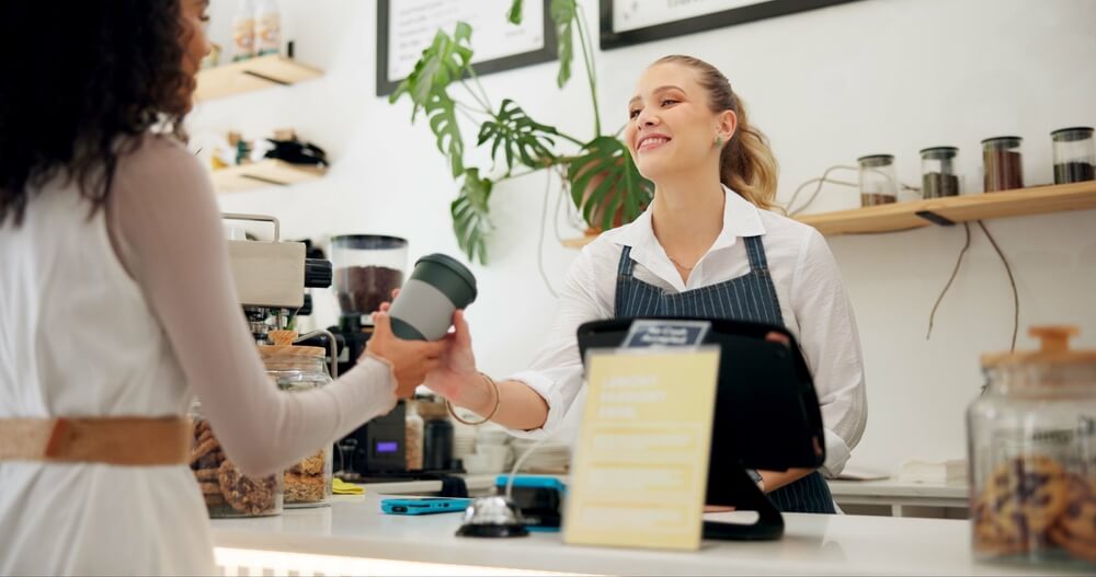 getting a free coffee in coffee shop