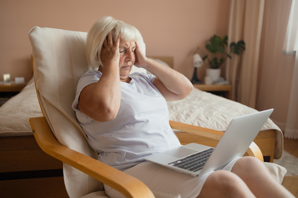 older person worried about bank