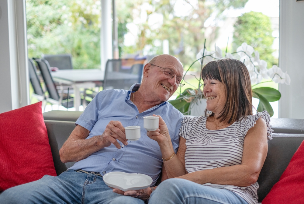 senior couple happy in their home