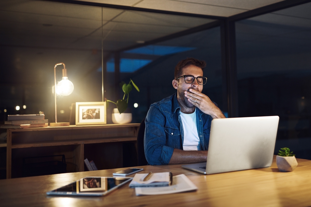 yawning at work at night