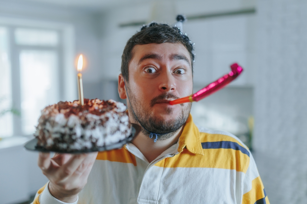 man celebrating his birthday