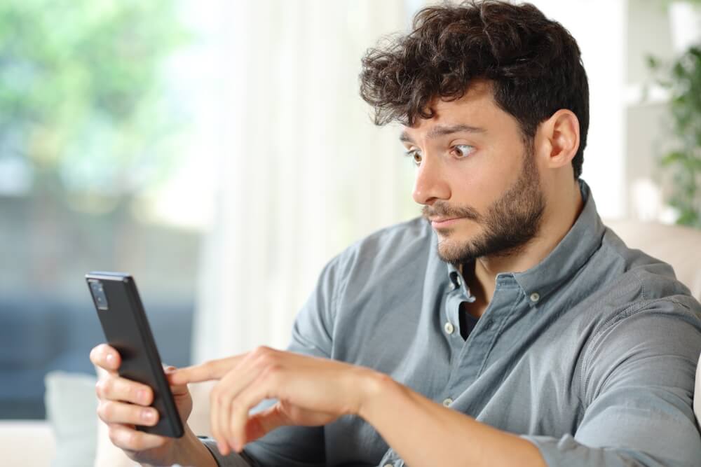 confused man on app