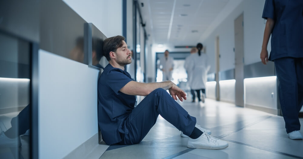 stressed young male doctor