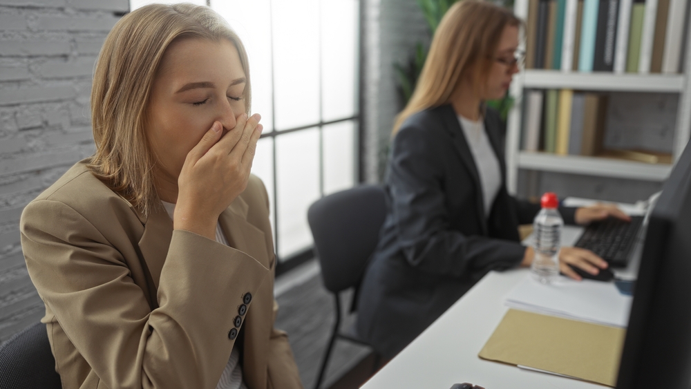 yawning in office