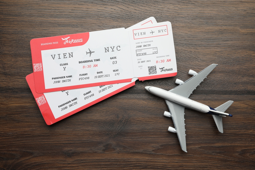 holiday tickets and model airplane