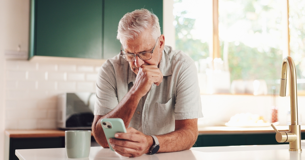 man looking up social security