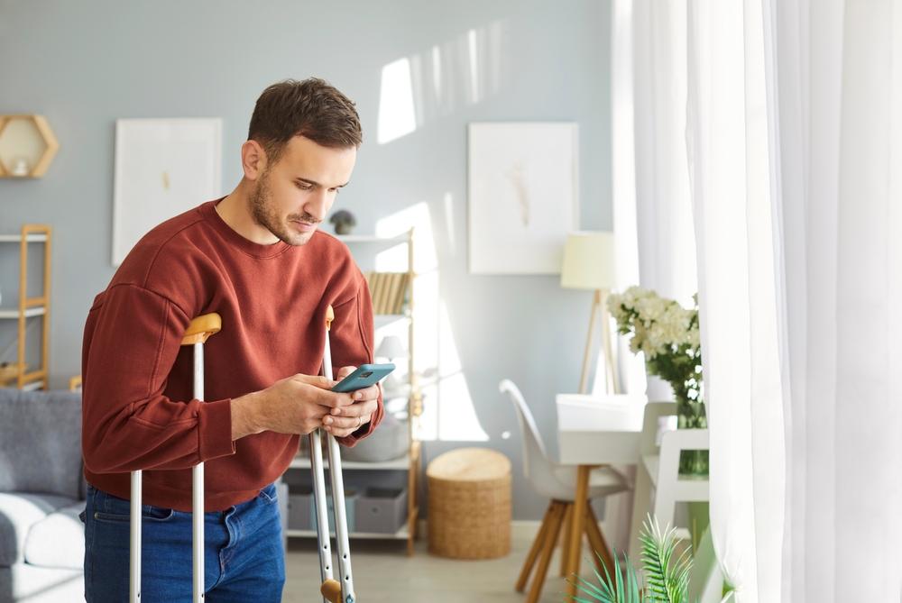 disabled man on phone