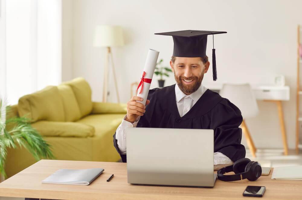 man in university celebrating his degree