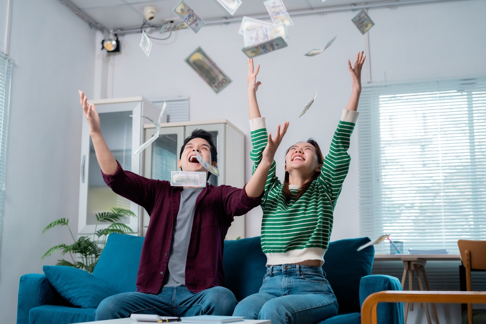 celebrating with money