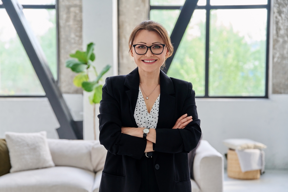 middle-aged business person