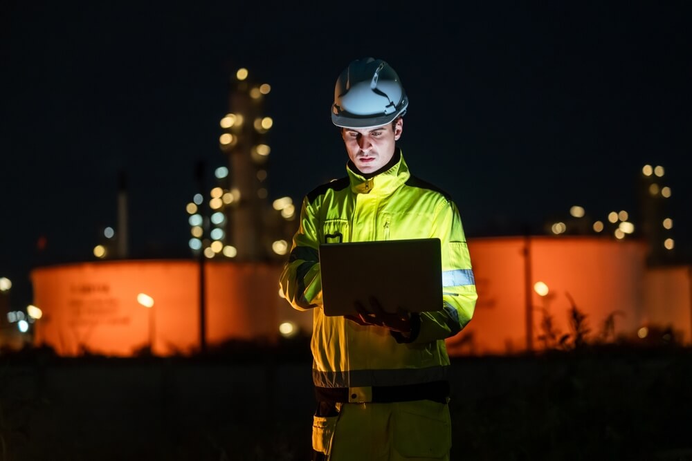 factory engineer working at night