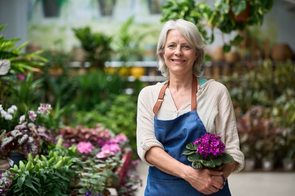 senior working in a florist