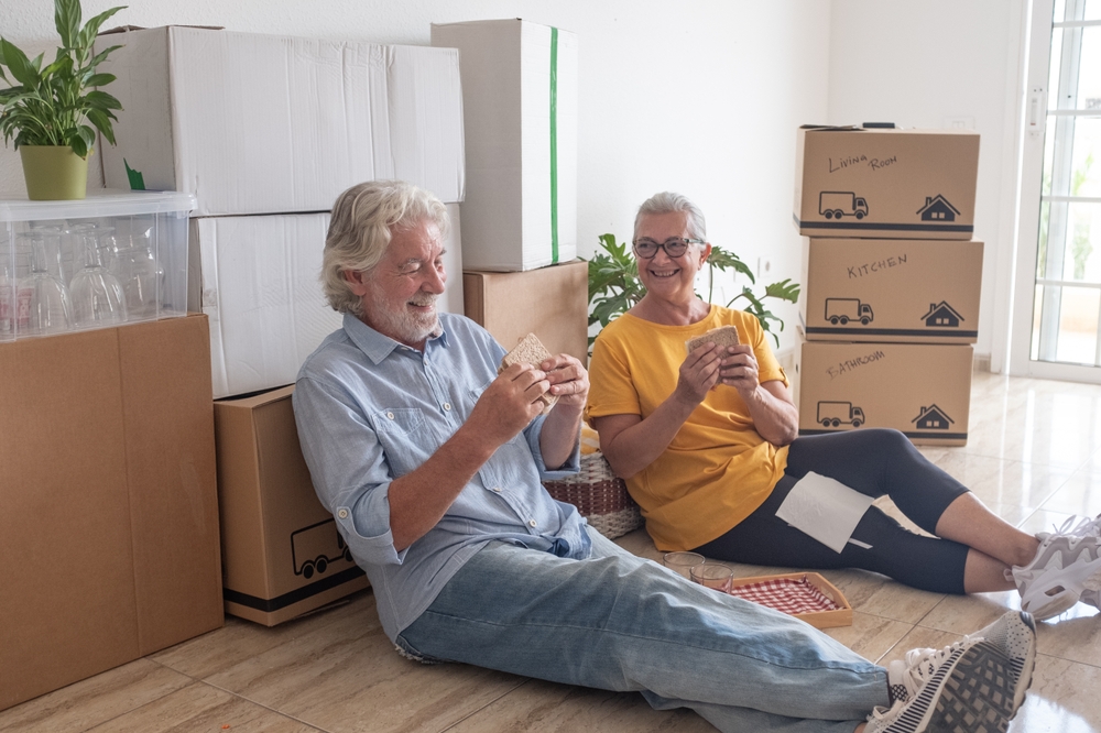 senior couple moving house