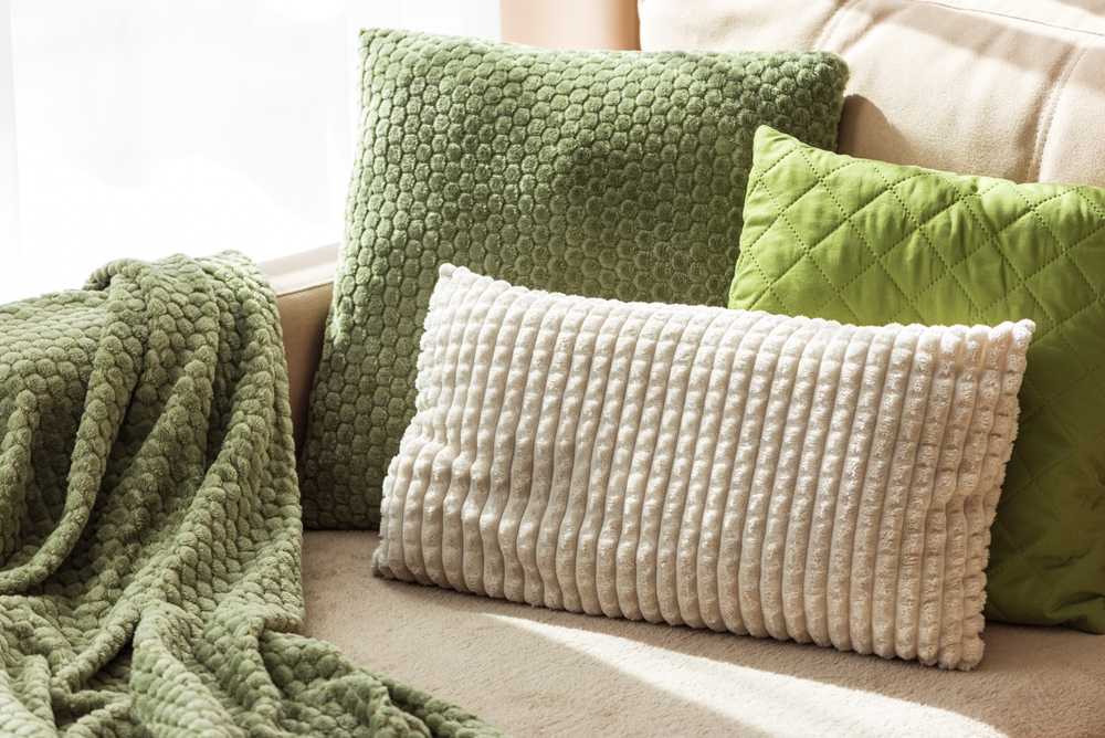 sofa with throw pillows