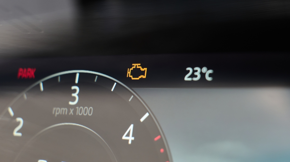 check engine light on in car