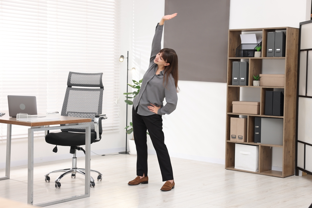 standing up and stretching