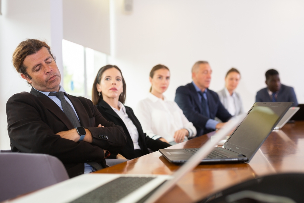 man asleep in meeting