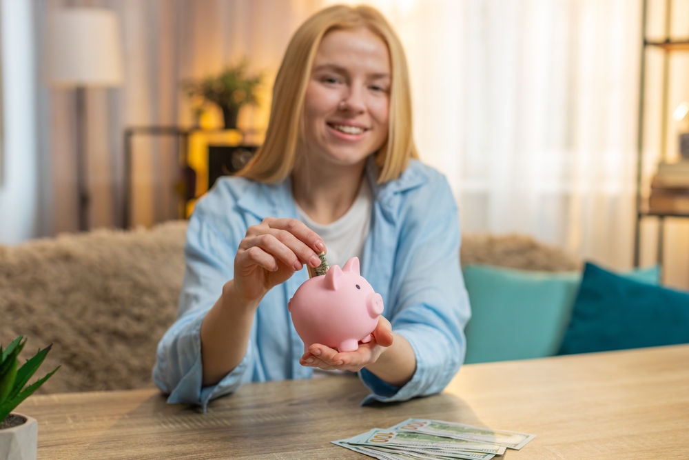 person saving money