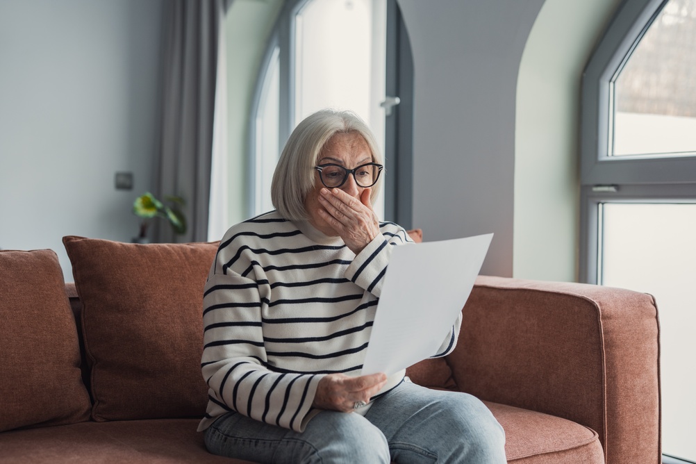 worried person with letter
