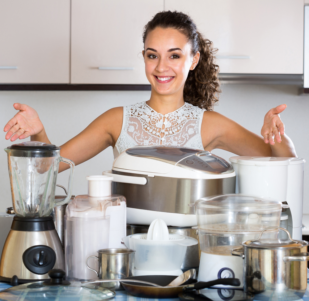 woman with kitchen appliances
