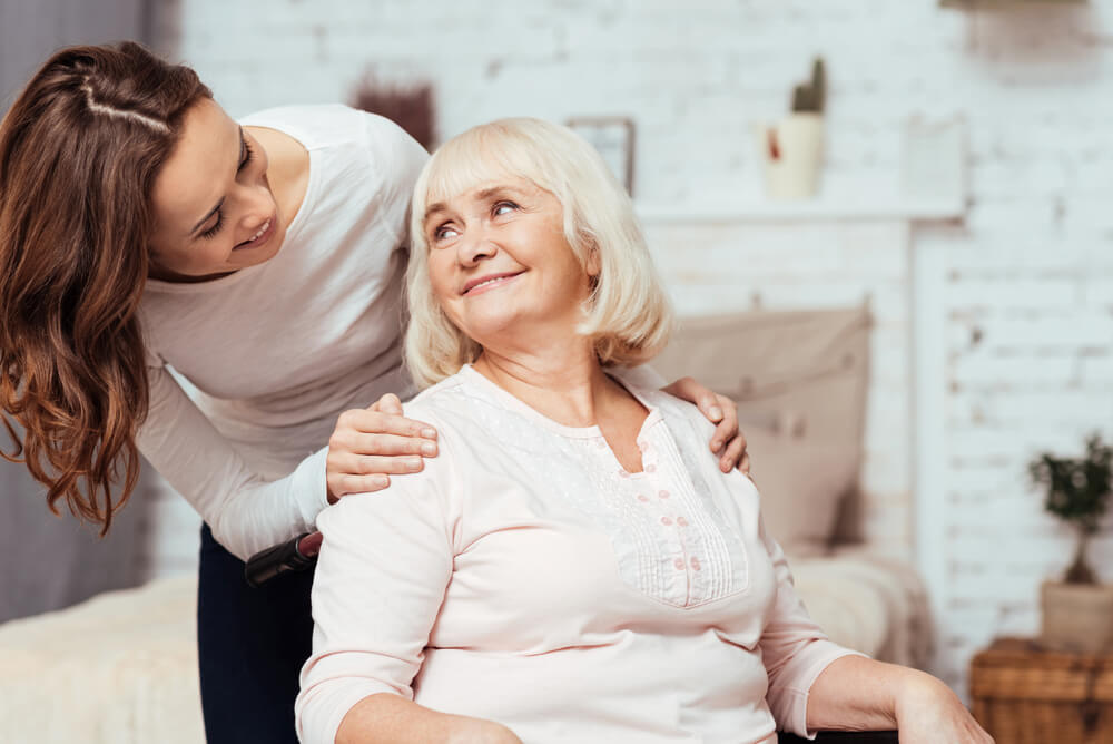 happy elderly parent and child