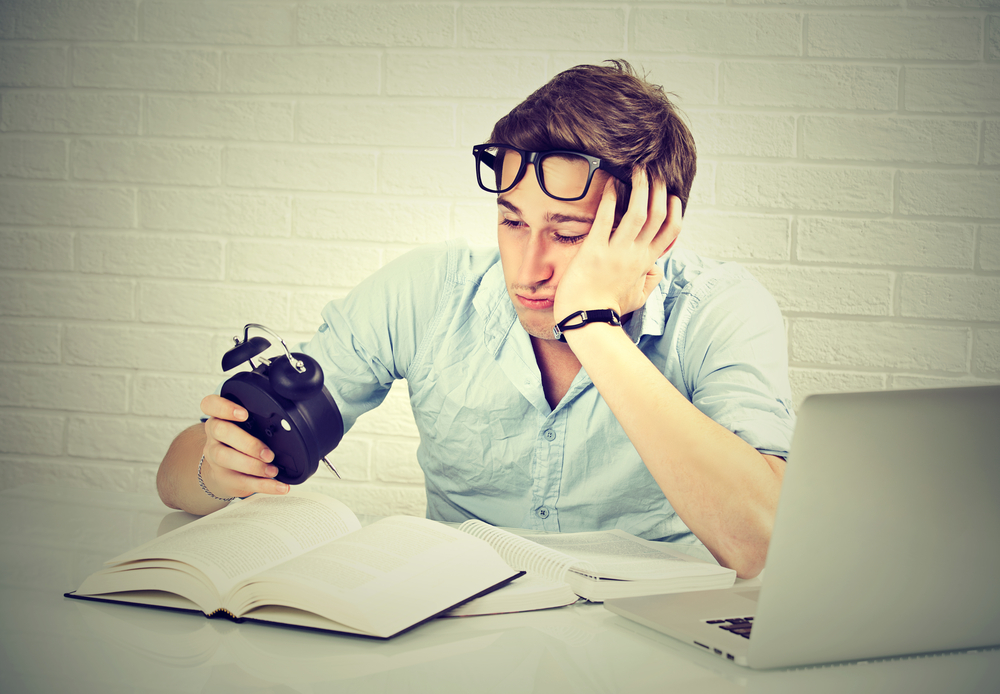 man bored at his job