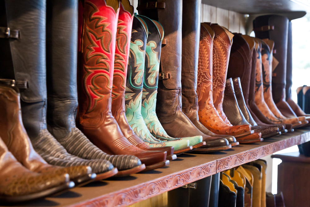 cowboy boots in a thrift store