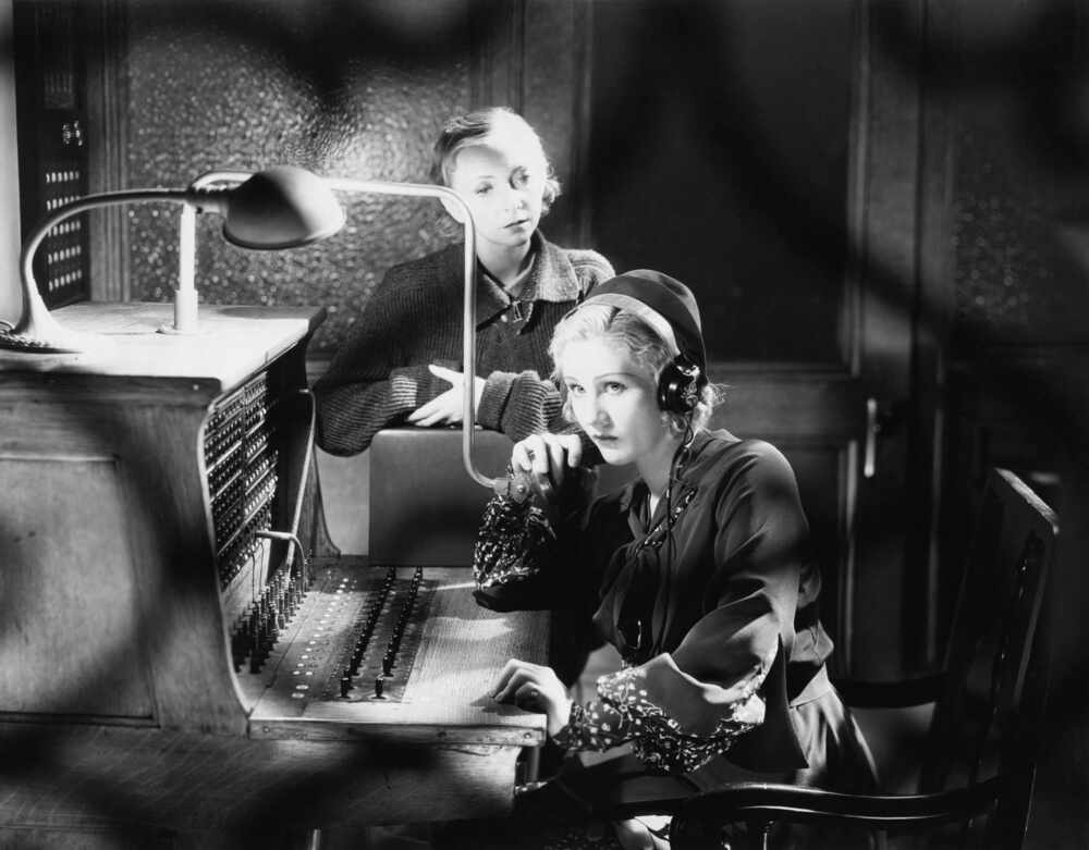 black and white photo of switchboard operators