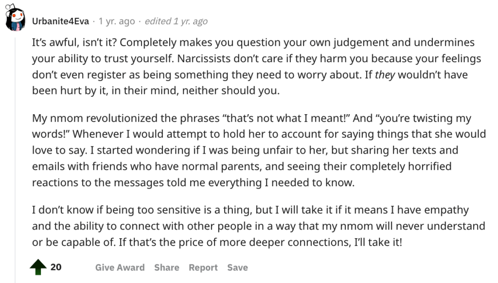 Reddit signs of gaslighting about questioning your own judgment.