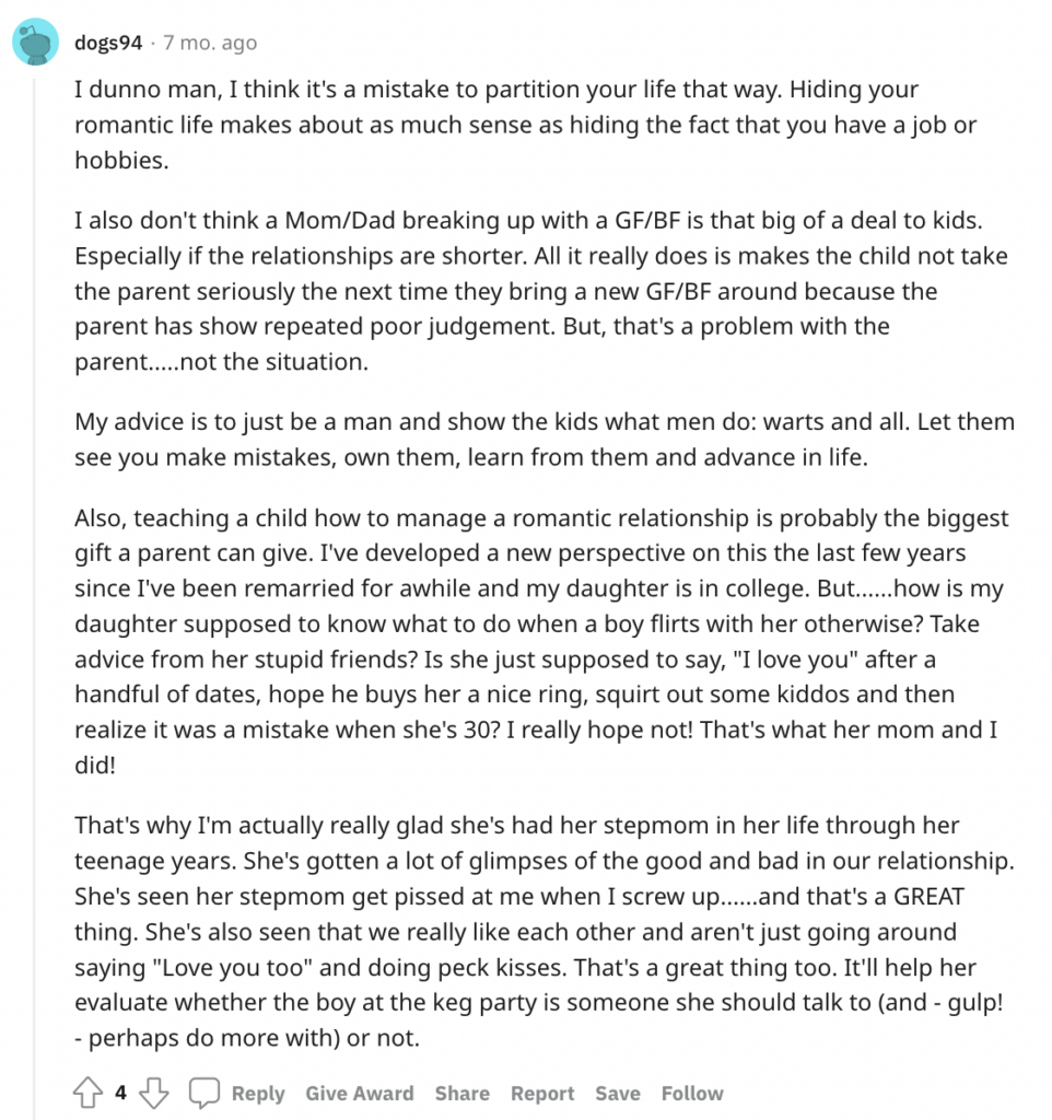 dvice on Reddit about when to tell kids you're dating as a single dad.