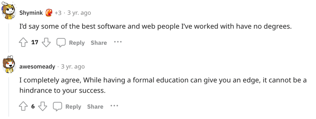 Six-figure job digital marketing on Reddit.