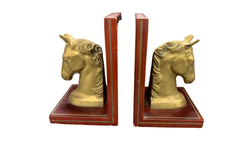 solid brass horse head bookends