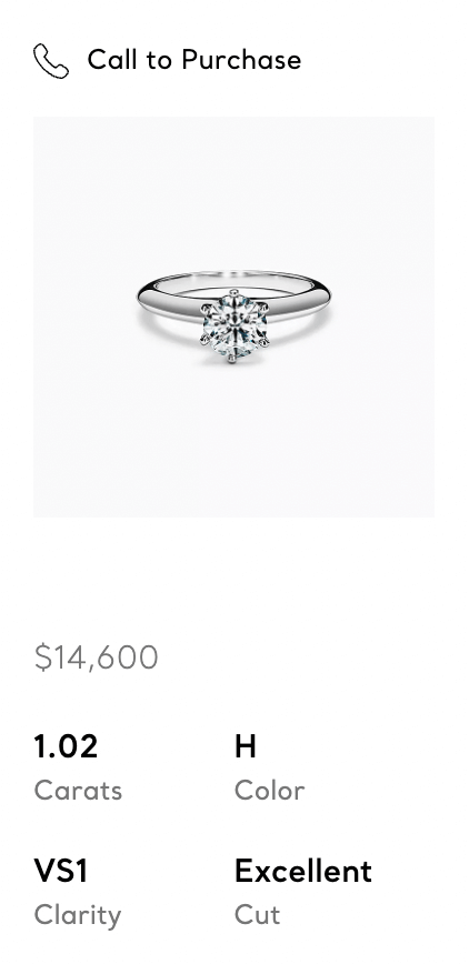 One carat Tiffany diamond engagement ring.