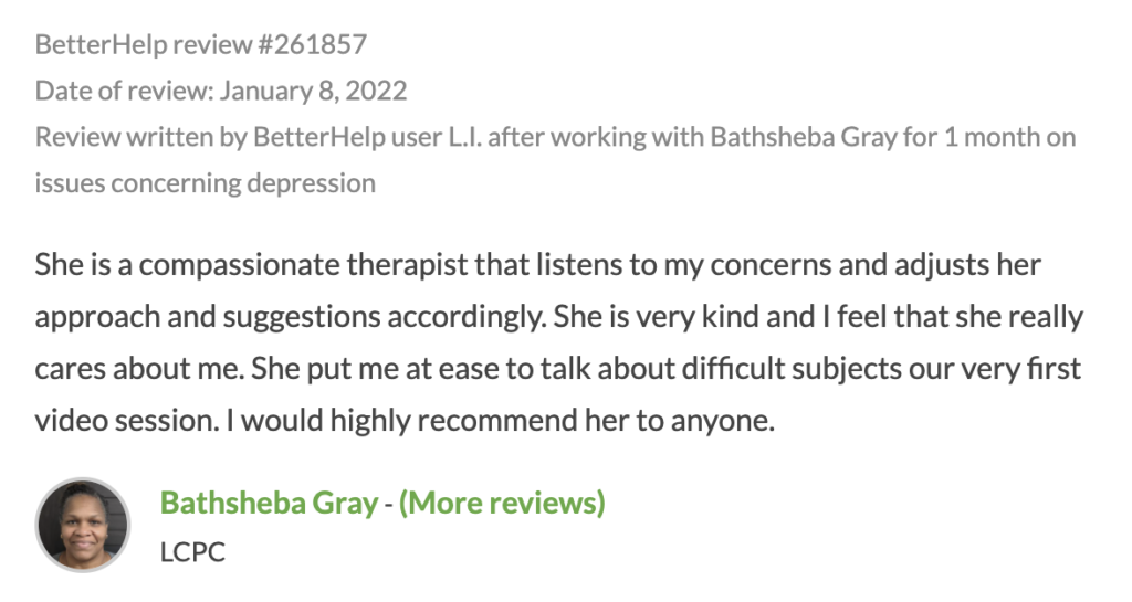 Review of Betterhelp from user with depression.