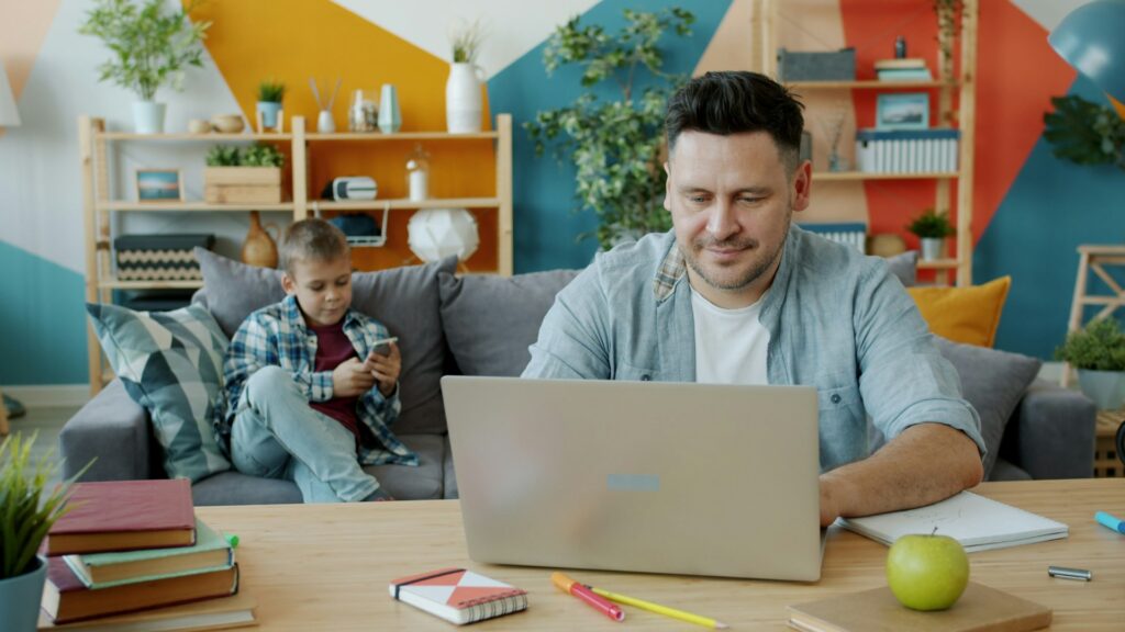 parent happy working from home