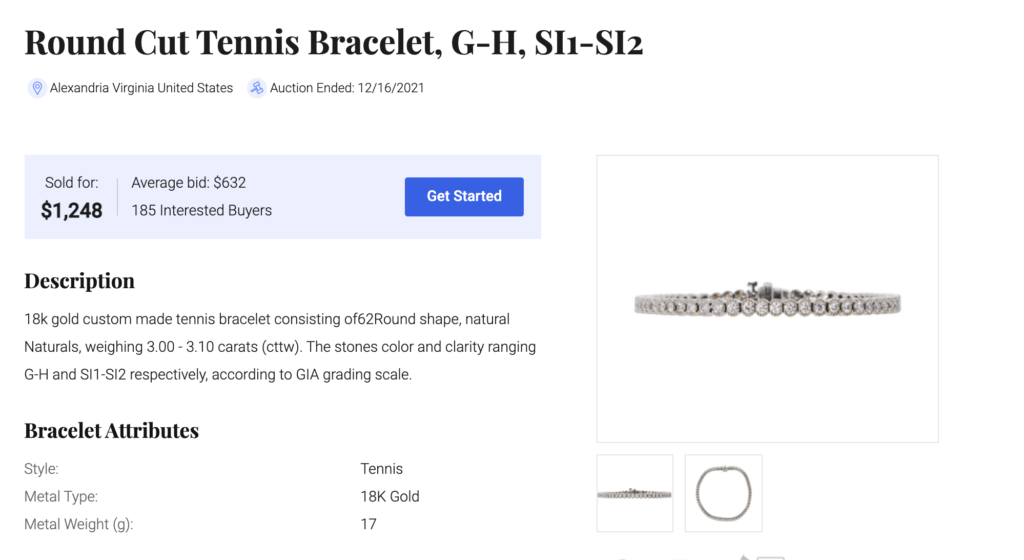 Gold and diamond tennis bracelet sold at Worthy.
