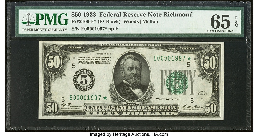 1928 Richmond $50 Federal Reserve star note