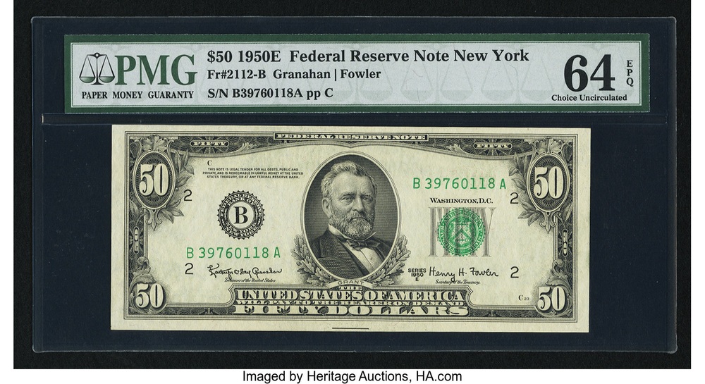 1950E New York $50 Federal Reserve note